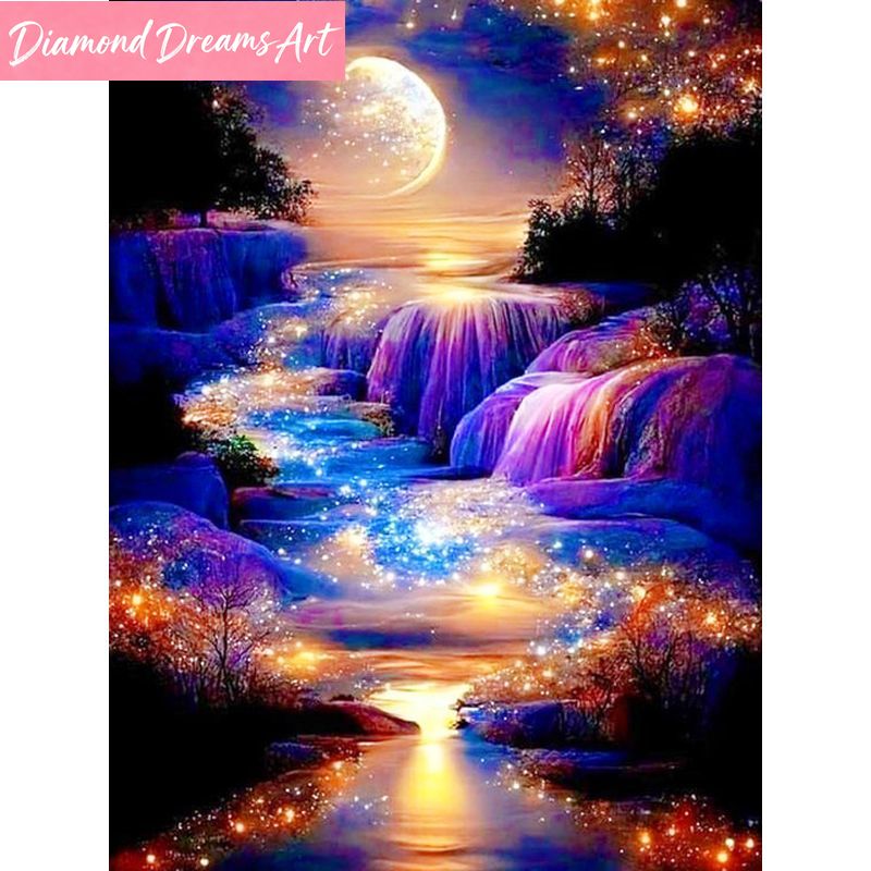 Resin Craft Kit - Frameless, DIY Diamond Painting Landscape Waterfall