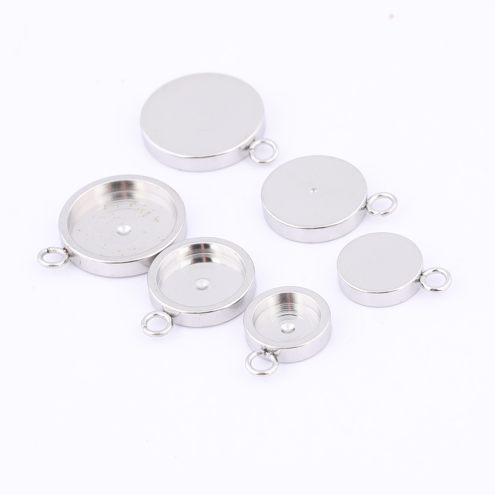 20pcs Stainless Steel 6mm 8mm  - Bezels Set Pendant 评论和价格