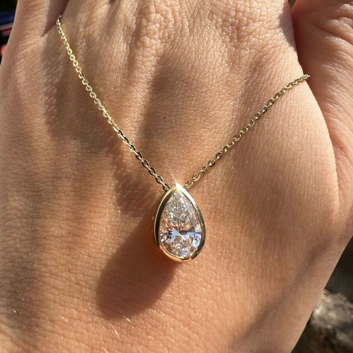 1‑4CT Pear Cut Bezel Set Moiss - Bezels Set Pendant 评论和价格
