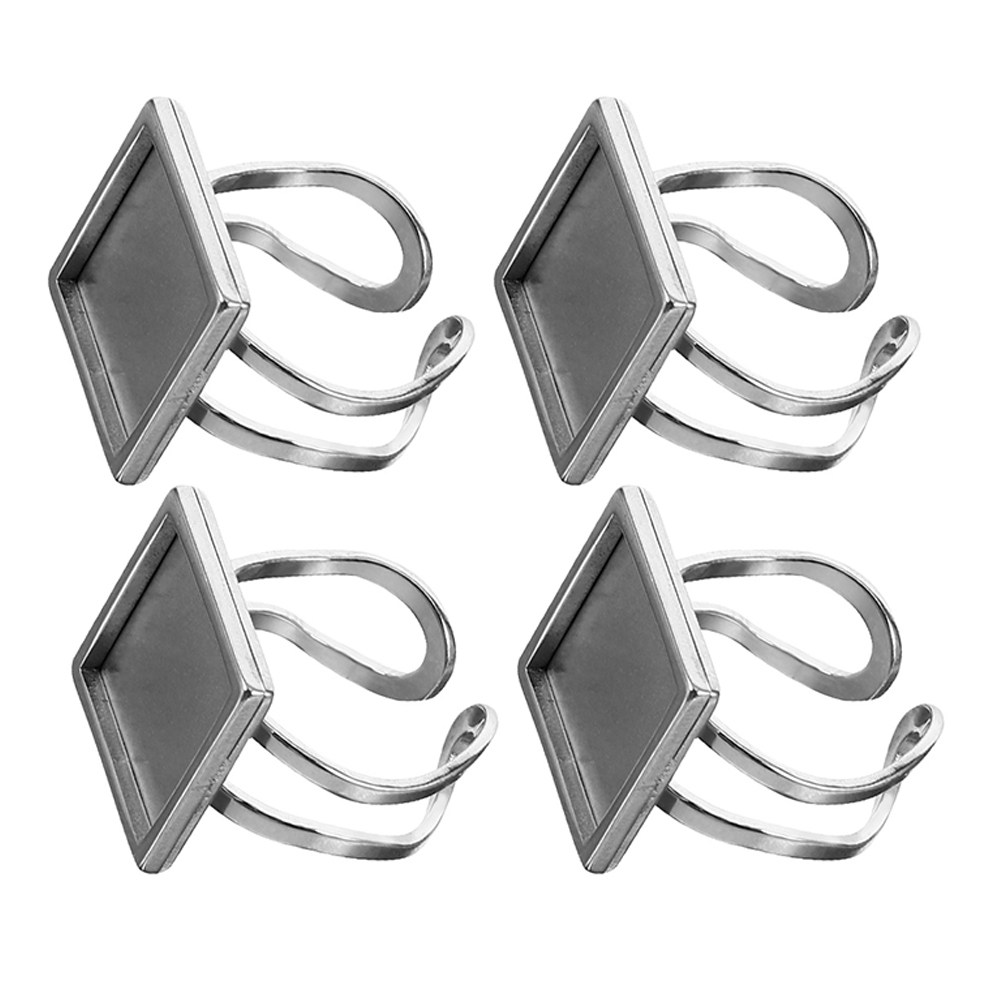 4Pcs Square Bezel Ring Base DI - Resin Crafts 评论和价格