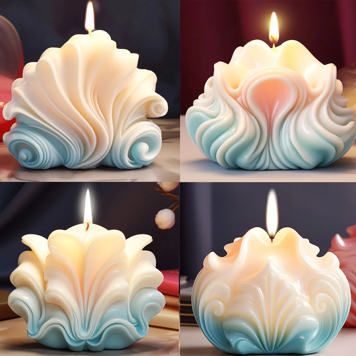 Large Ocean Shell Candle Silic - Resin Ocean Wave Mold 评论和价格