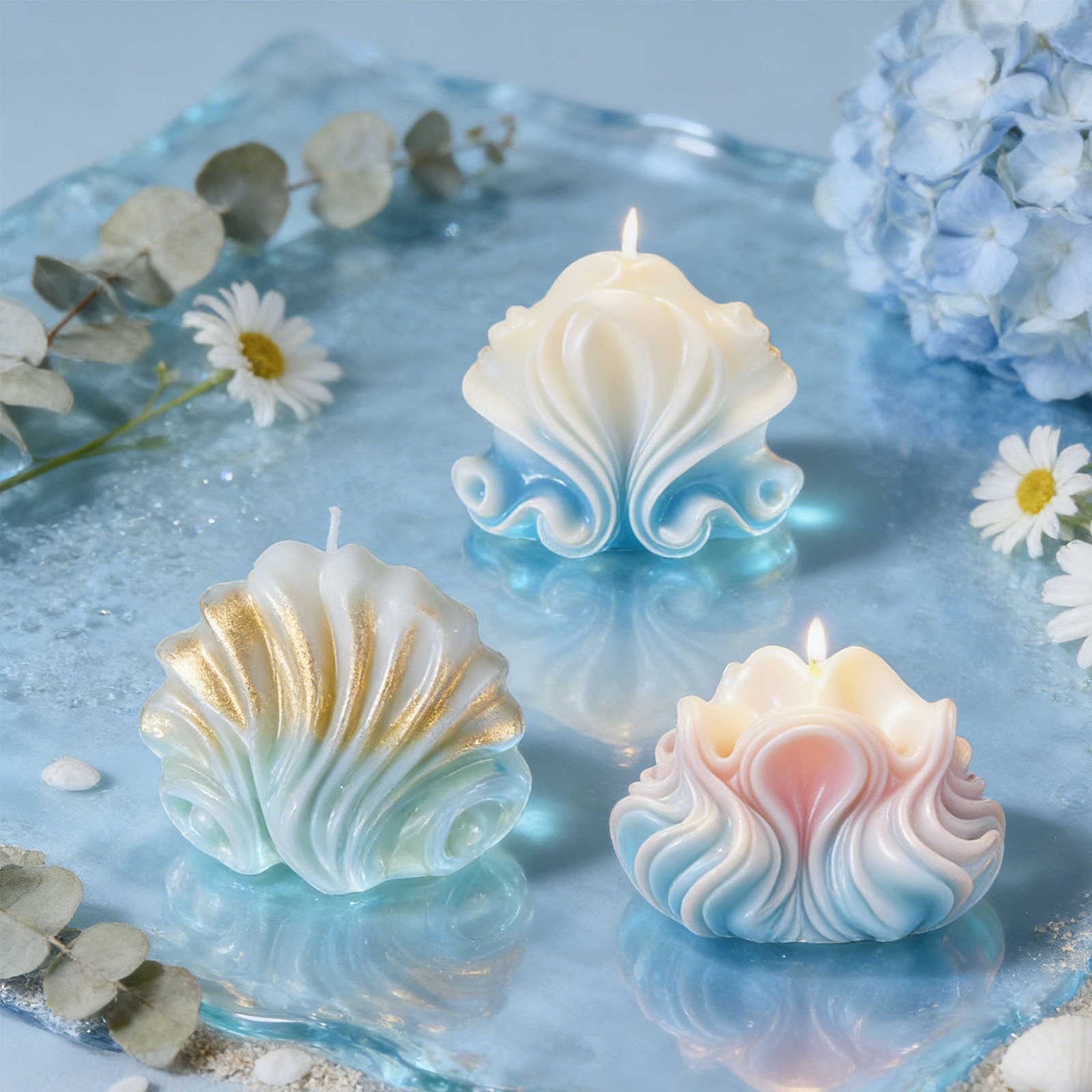 Large Ocean Shell Candle Silic - Resin Ocean Wave Mold 评论和价格