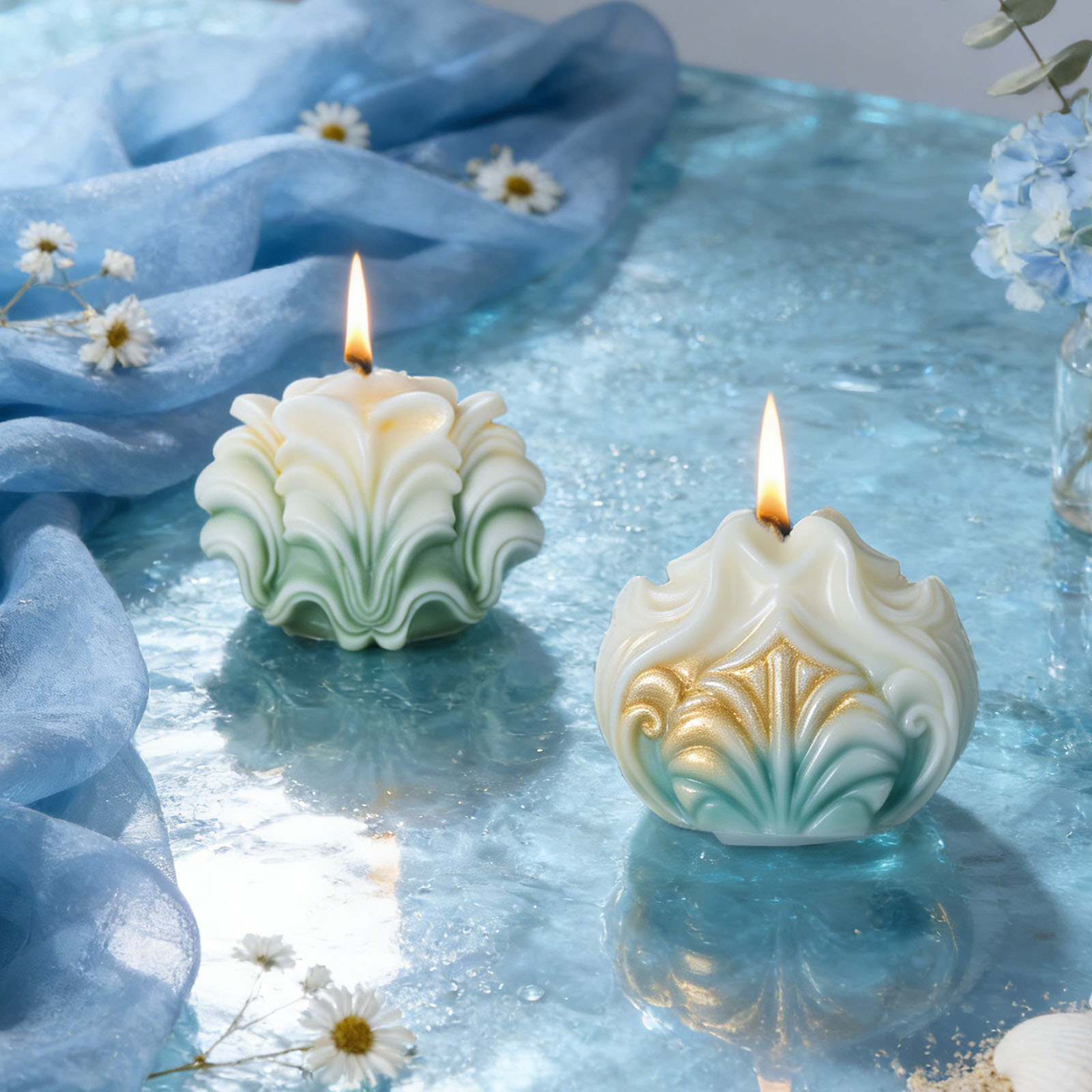 Large Ocean Shell Candle Silic - Resin Ocean Wave Mold 评论和价格